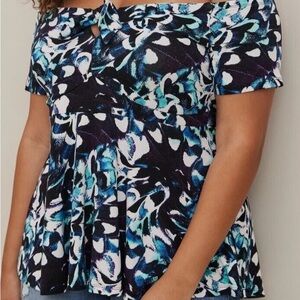 Torrid Off-Shoulder Blue and Black Blouse